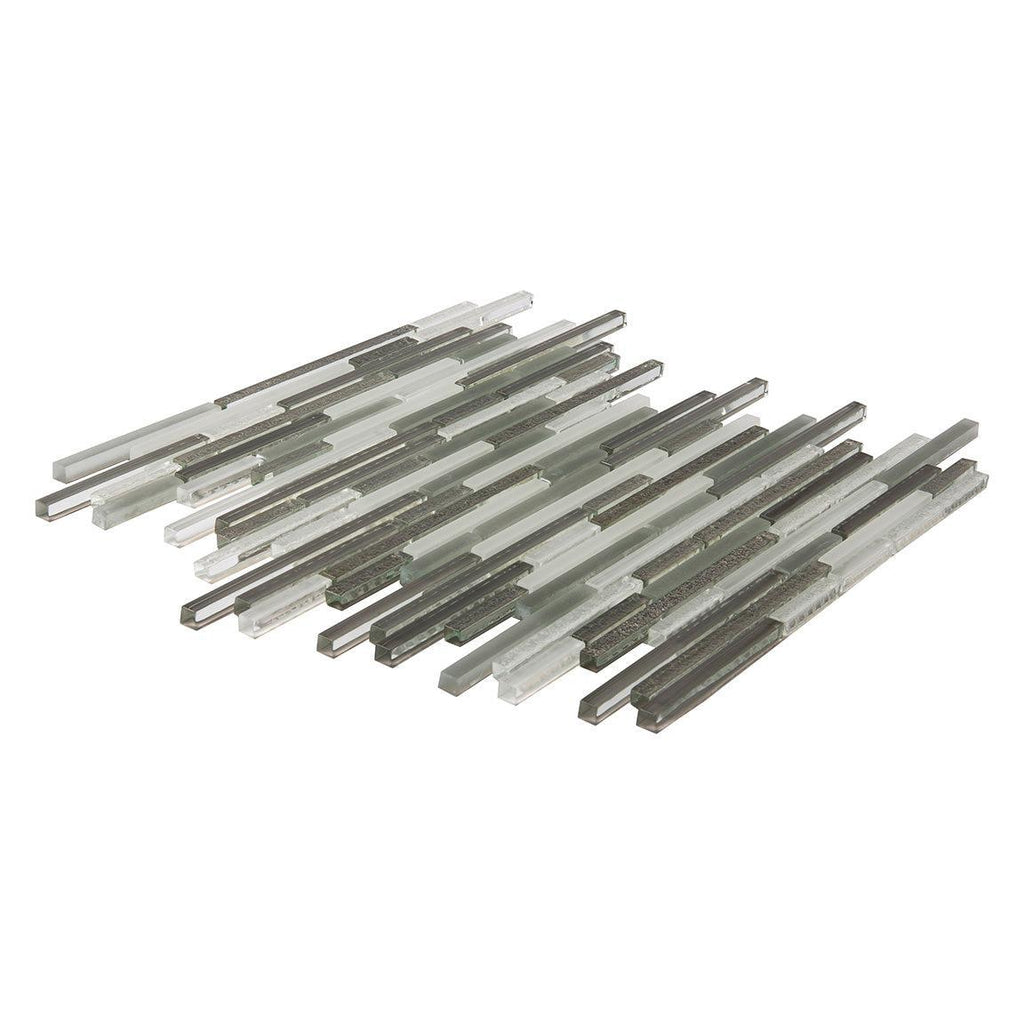 Waterfall White And Grey Linear Glass Mosaic Tile | Tile Club