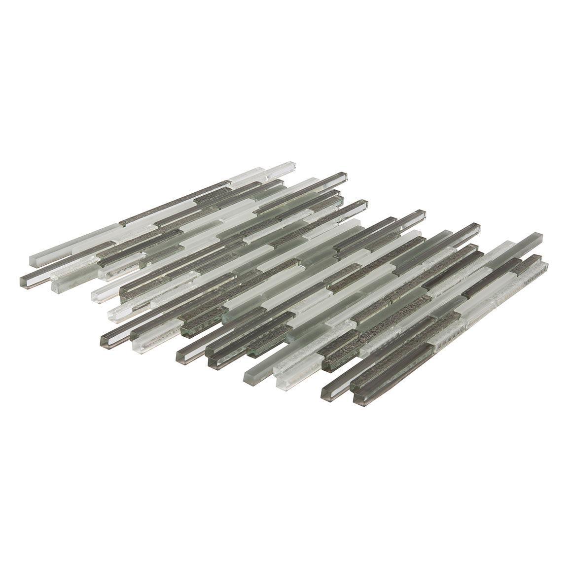 Waterfall White And Grey Linear Glass Mosaic Tile | Tile Club