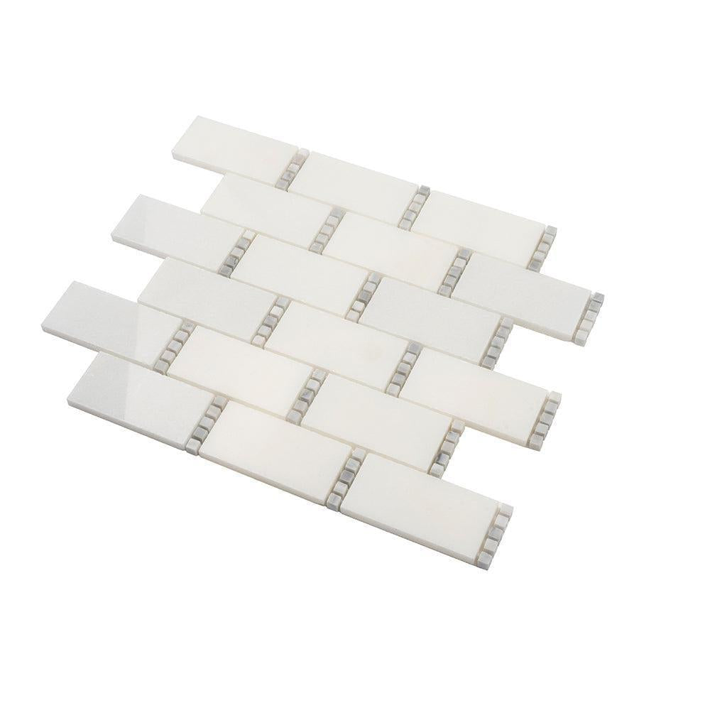 White Marble Subway Mosaic Tile With Carrara Dots | Tile Club
