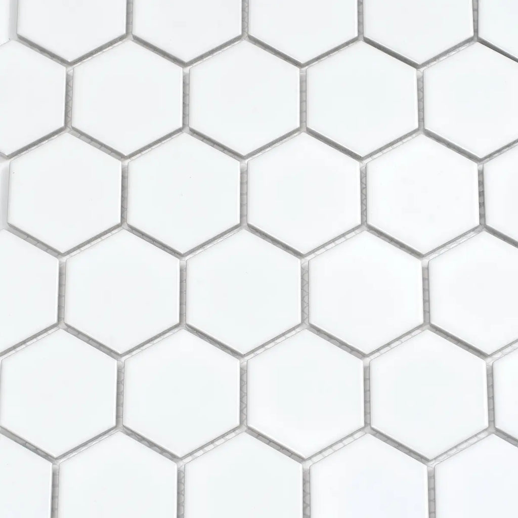 2'' White Matte Hexagon Porcelain Mosaic | Tile Club