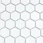 2'' White Matte Hexagon Porcelain Mosaic | Tile Club