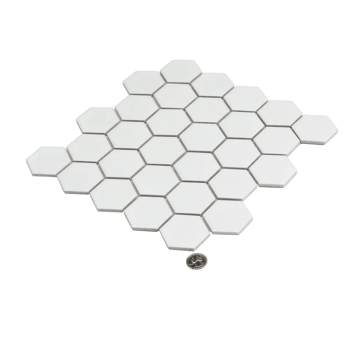 2'' White Matte Hexagon Porcelain Mosaic | Tile Club
