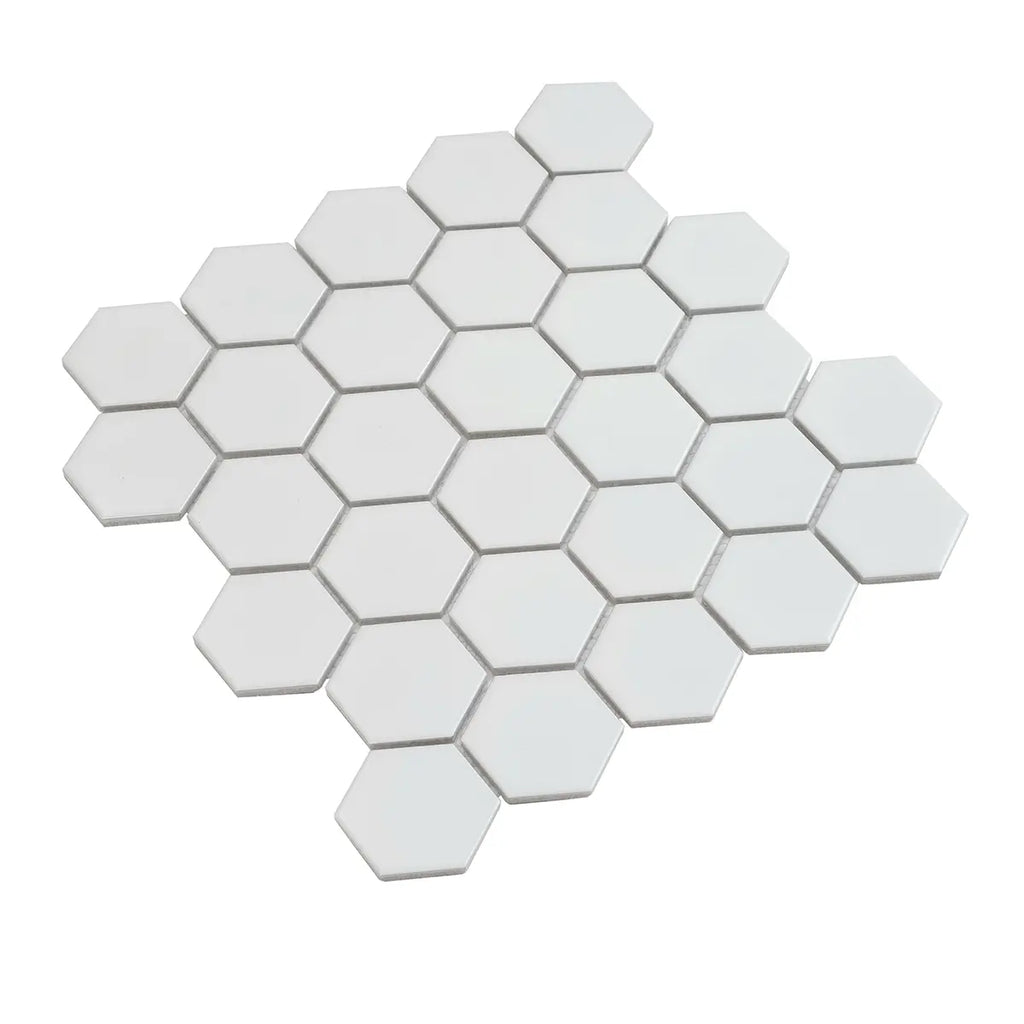 2'' White Matte Hexagon Porcelain Mosaic | Tile Club