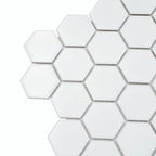 2'' White Matte Hexagon Porcelain Mosaic | Tile Club