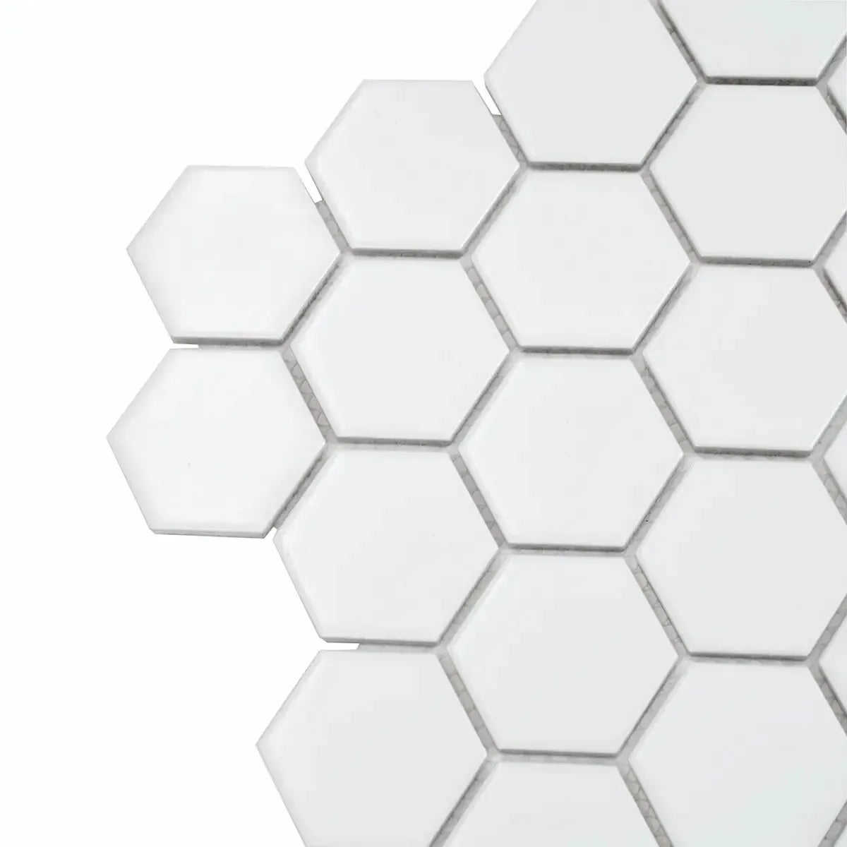 2'' White Matte Hexagon Porcelain Mosaic | Tile Club