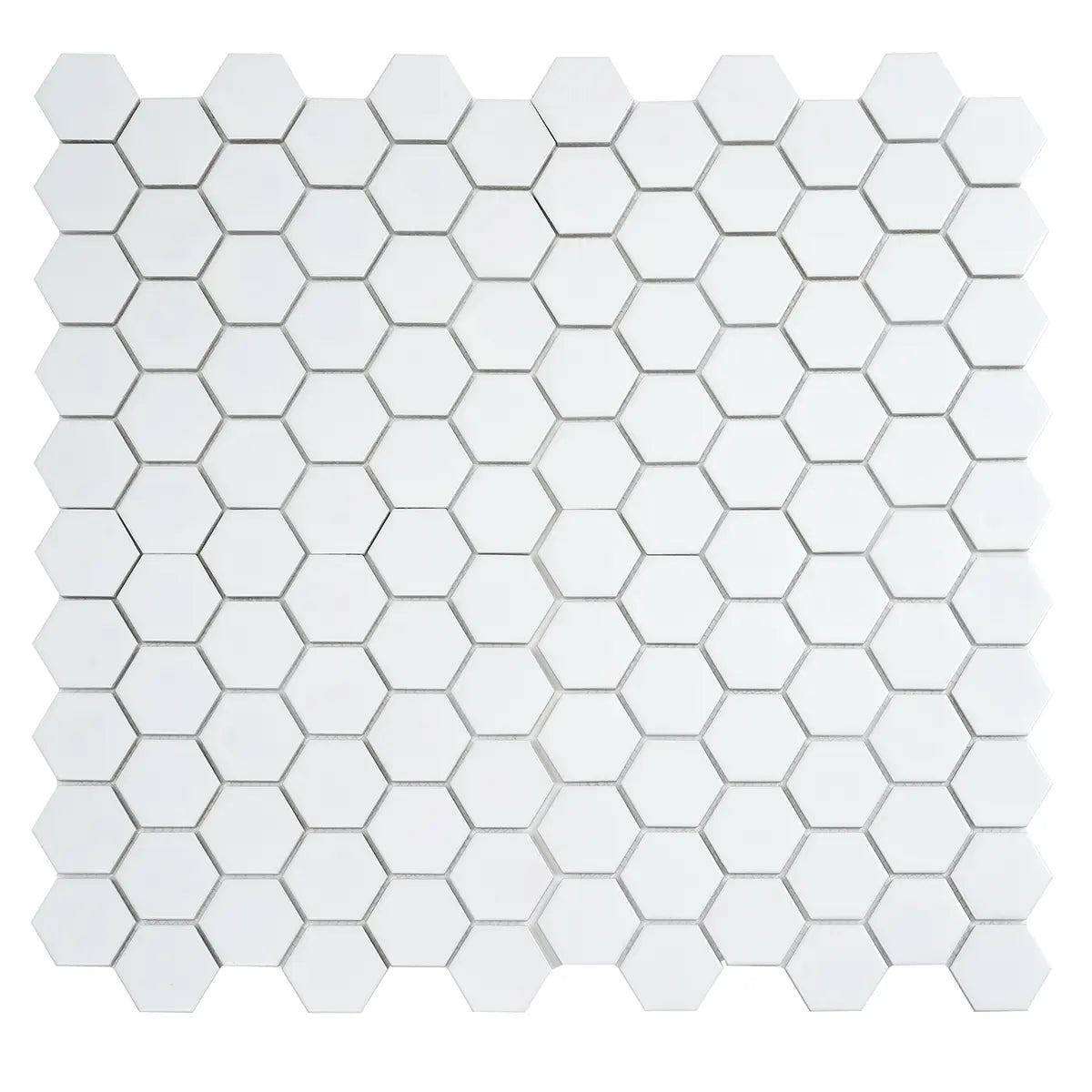 2'' White Matte Hexagon Porcelain Mosaic | Tile Club