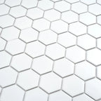 2'' White Matte Hexagon Porcelain Mosaic | Tile Club