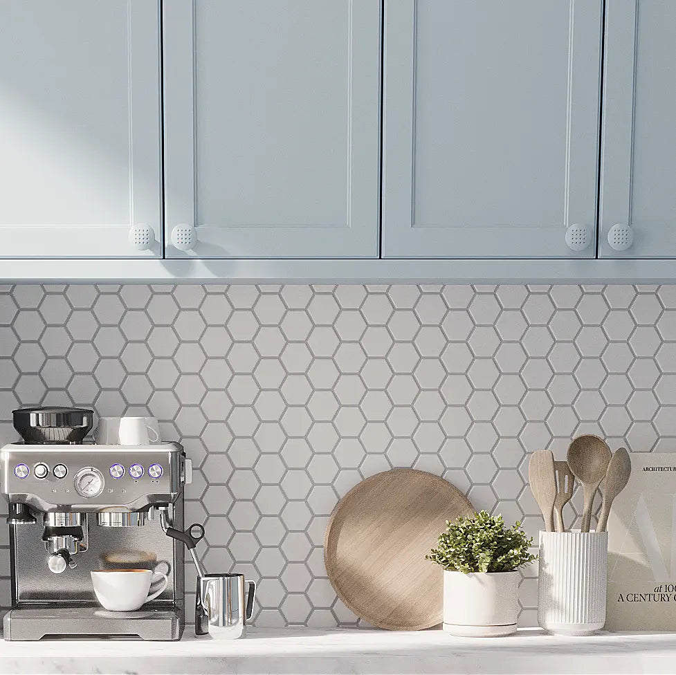 2'' White Matte Hexagon Porcelain Mosaic | Tile Club