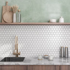 2'' White Matte Hexagon Porcelain Mosaic | Tile Club
