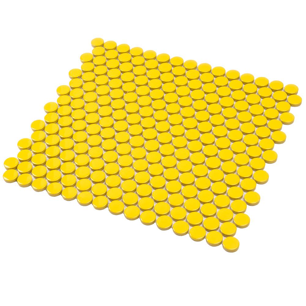 Yellow Buttons Porcelain Penny Round Tile