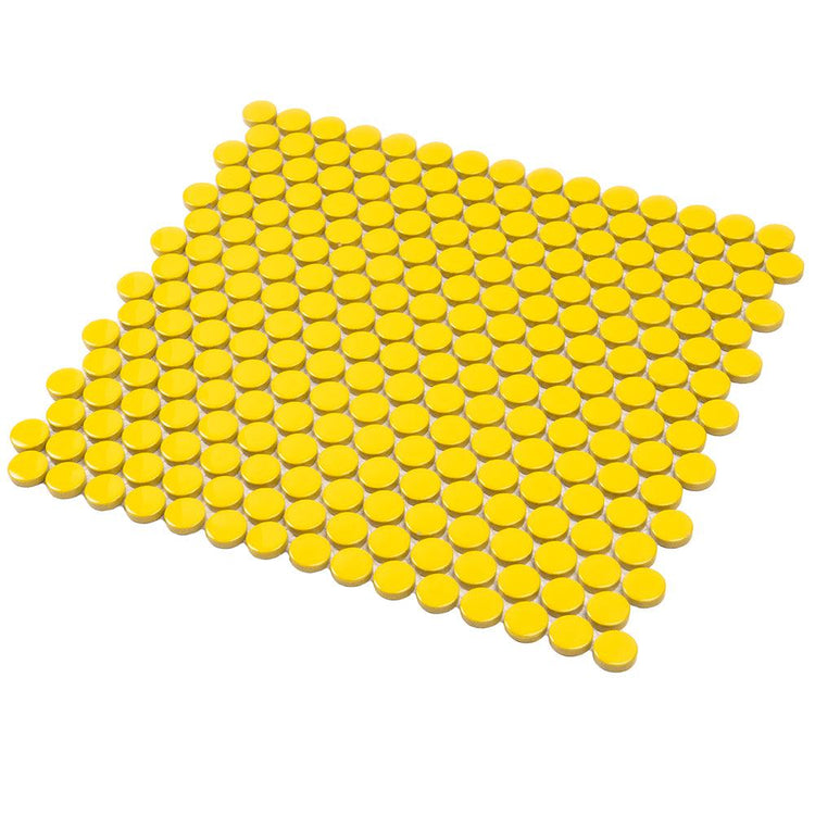 Yellow Buttons Porcelain Penny Round Tile | Tile Club