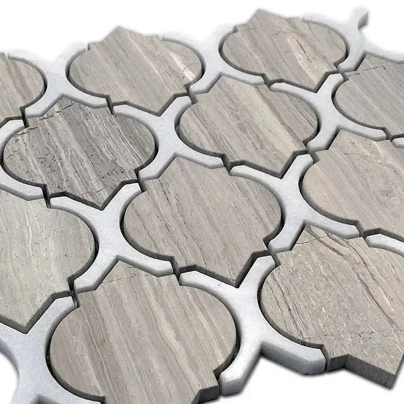 Wooden tile with arabesque pattern 