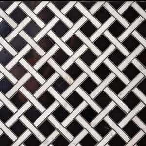Boulevard Nero Marquina And Carrara Marble Mosaic Tile Sample