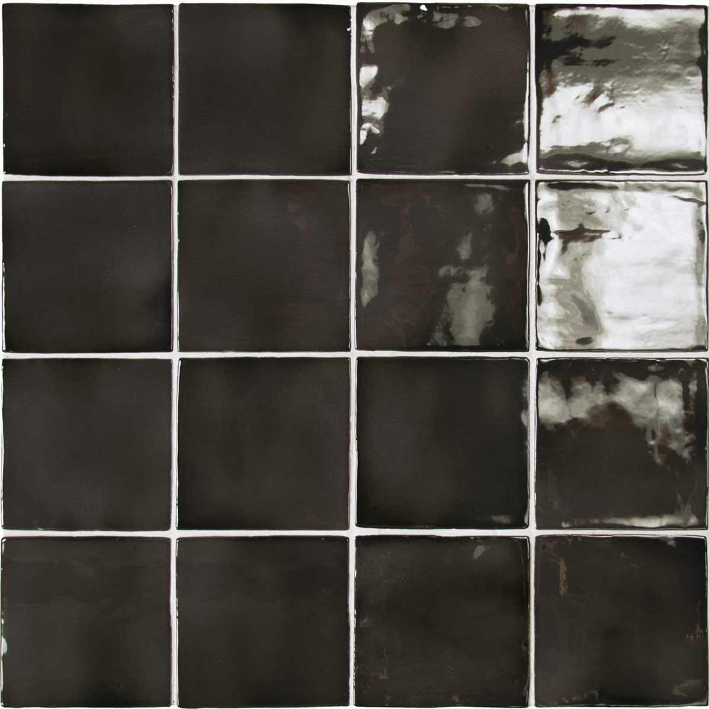 Lake Black Glazed Ceramic Tile 4x4 Square | Tile Club 