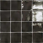 Lake Black Glazed Ceramic Tile 4x4 Square | Tile Club 