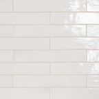 Lake White Glazed Ceramic Long Subway Tile 2.6x16