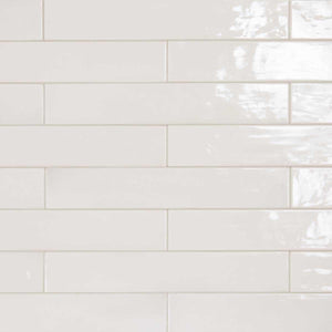 Lake White Glazed Ceramic Long Subway Tile 2.6x16