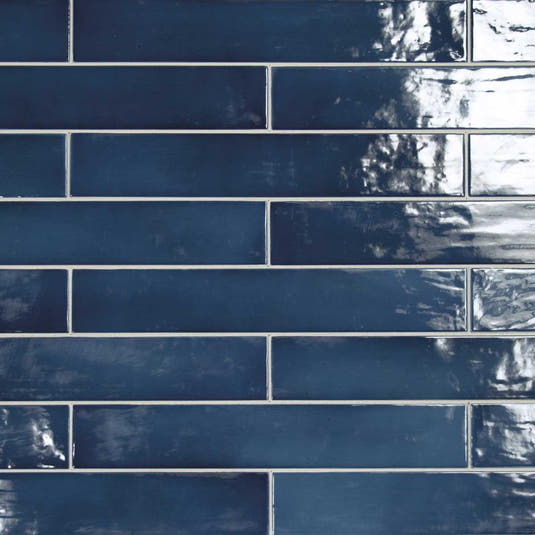 Lake Ocean Glazed Ceramic Long Subway Tiles in a Running Bond Pattern