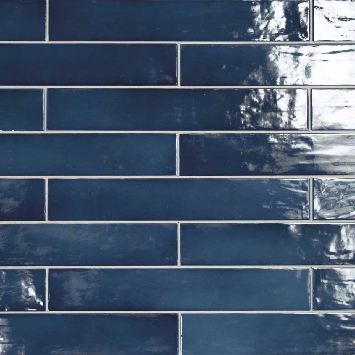 Lake Ocean Glazed Ceramic Long Subway Tiles in a Running Bond Pattern