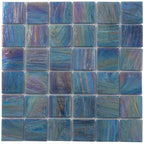 Dusk Blue Glossy 2" Mixed Squares Glass Pool Tile | Tile Club