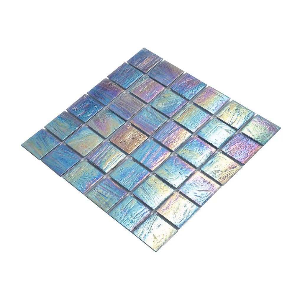 Dusk Blue Glossy 2" Mixed Squares Glass Pool Tile | Tile Club