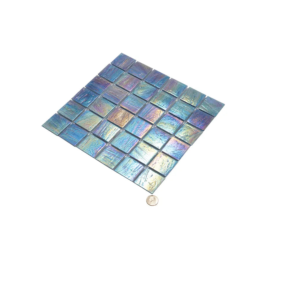 Dusk Blue Glossy 2" Mixed Squares Glass Pool Tile | Tile Club