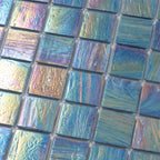 Dusk Blue Glossy 2" Mixed Squares Glass Pool Tile | Tile Club
