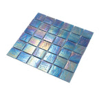 Dusk Blue Glossy 2" Mixed Squares Glass Pool Tile | Tile Club