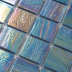 Dusk Blue Glossy 2" Mixed Squares Glass Pool Tile | Tile Club