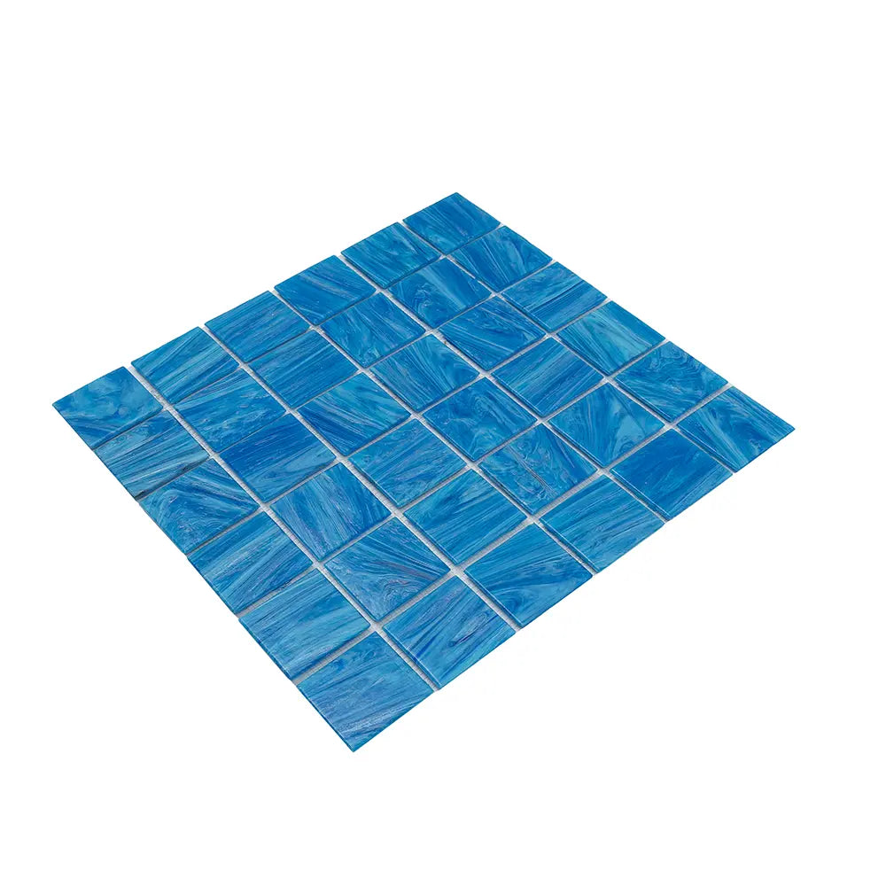 Underwater Pool Blue 2" Mixed Squares Glass Tile | Tile Club