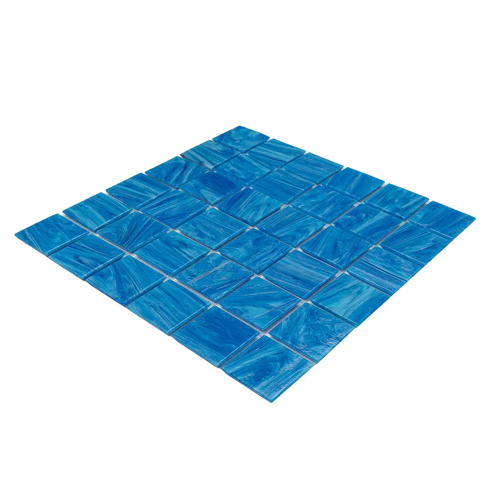 Underwater Pool Blue 2" Mixed Squares Glass Tile | Tile Club