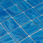 Underwater Pool Blue 2" Mixed Squares Glass Tile | Tile Club
