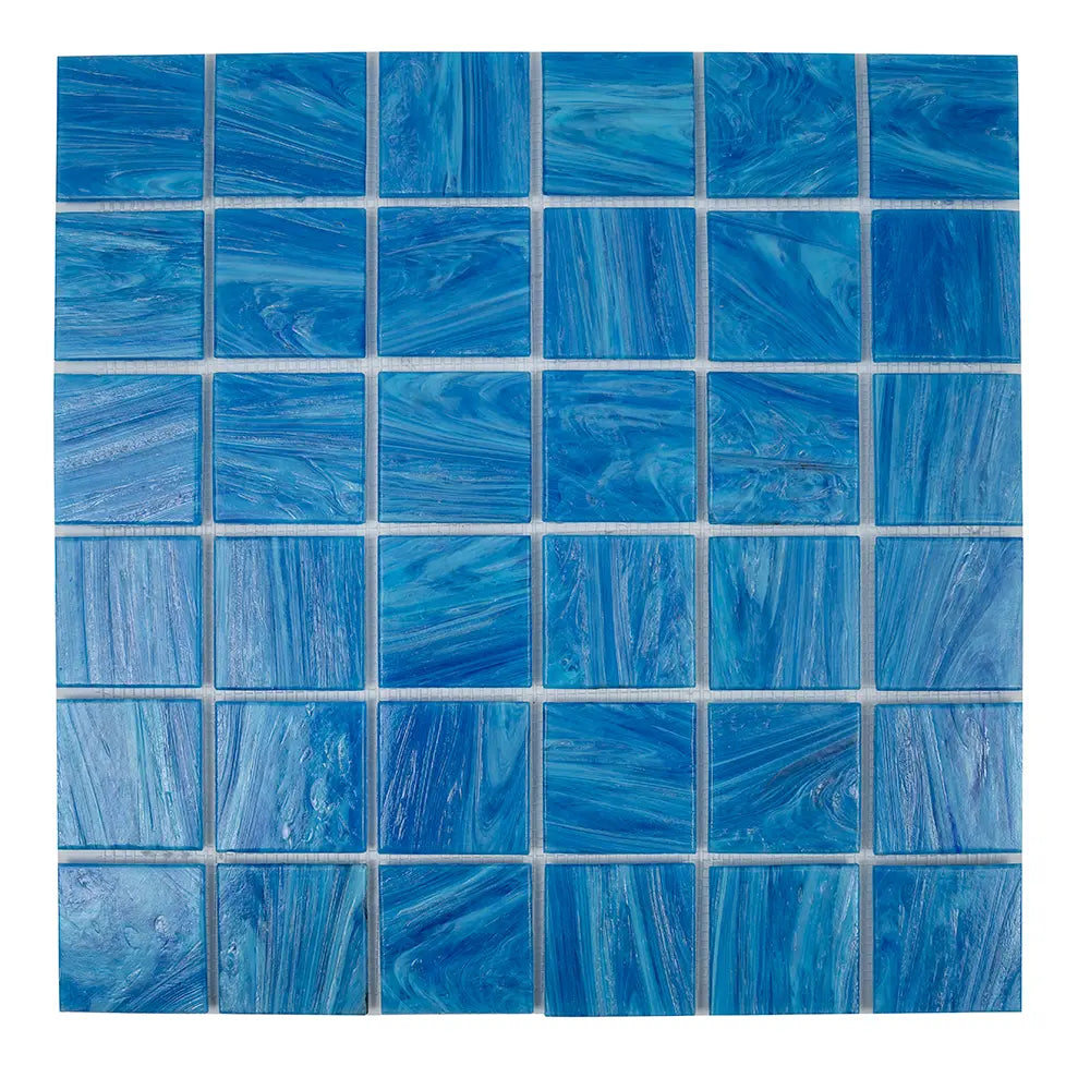 Underwater Pool Blue 2" Mixed Squares Glass Tile | Tile Club