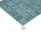 Bay Blue Glossy 2" Mixed Squares Glass Pool Tile | Tile Club