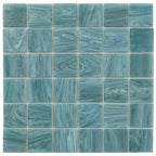 Bay Blue Glossy 2" Mixed Squares Glass Pool Tile | Tile Club