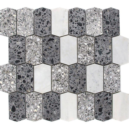 Black and Gray Terrazzo Picket Mosaic Tile