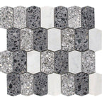 Black and Gray Terrazzo Picket Mosaic Tile