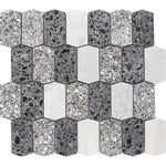 Black and Gray Terrazzo Picket Mosaic Tile Sample