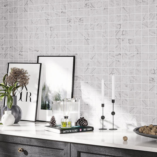 2X2 White Carrara Honed Mosaic Tile | Tile Club