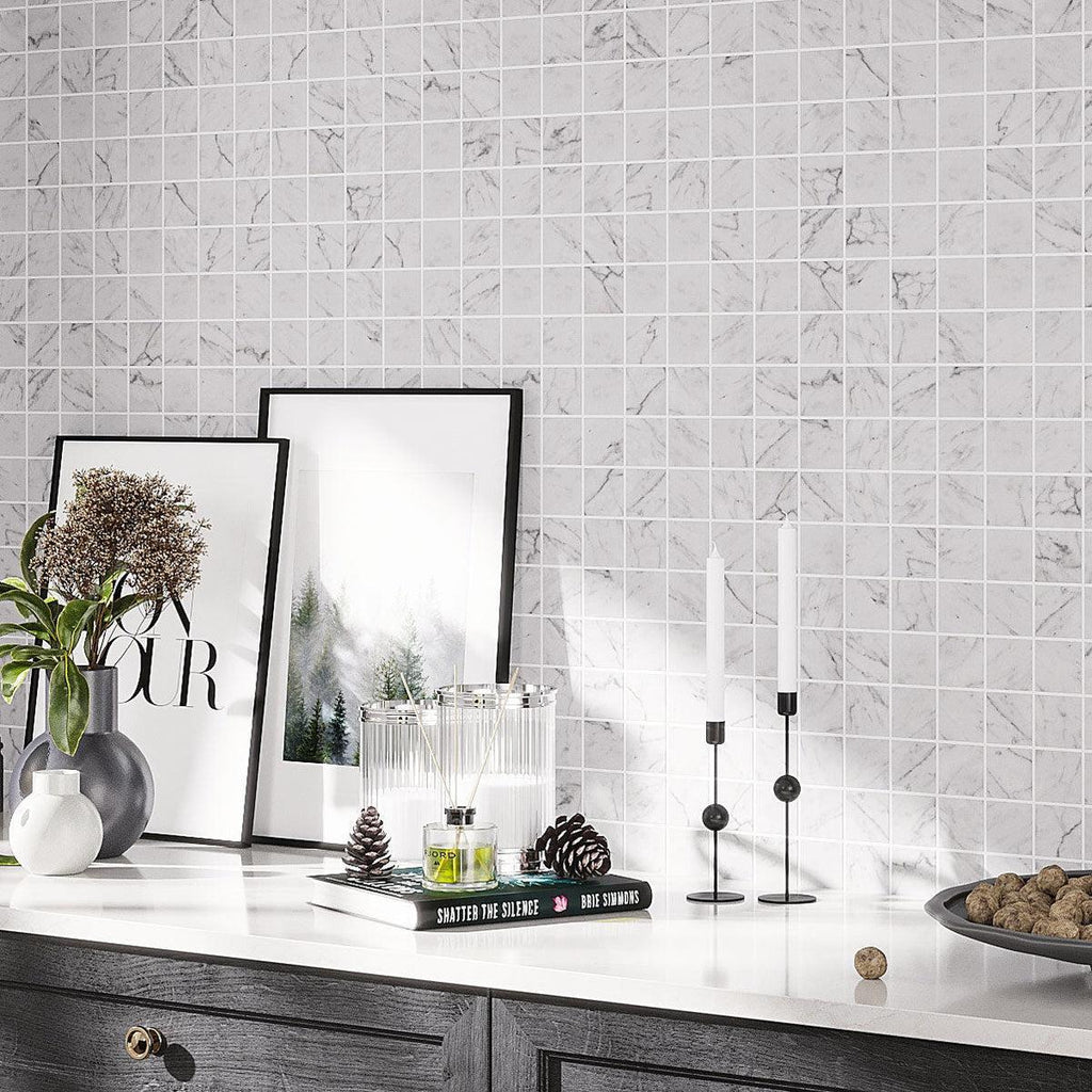 2X2 White Carrara Honed Mosaic Tile | Tile Club