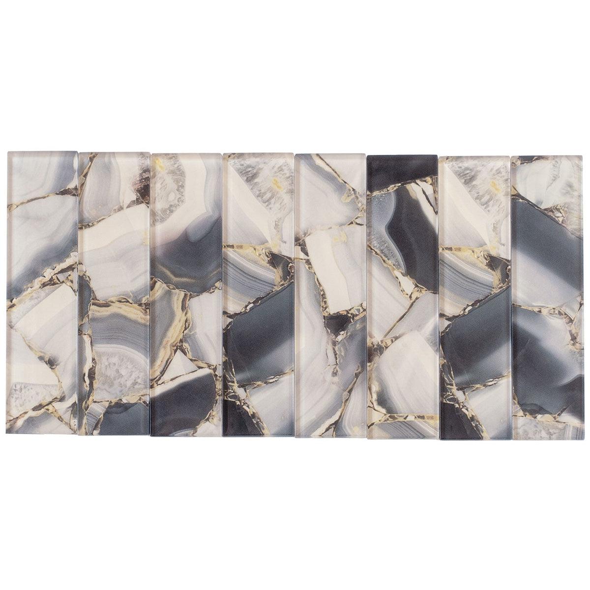 3" x 12" Smoky Quartz Geode Glass Tile | Tile Club