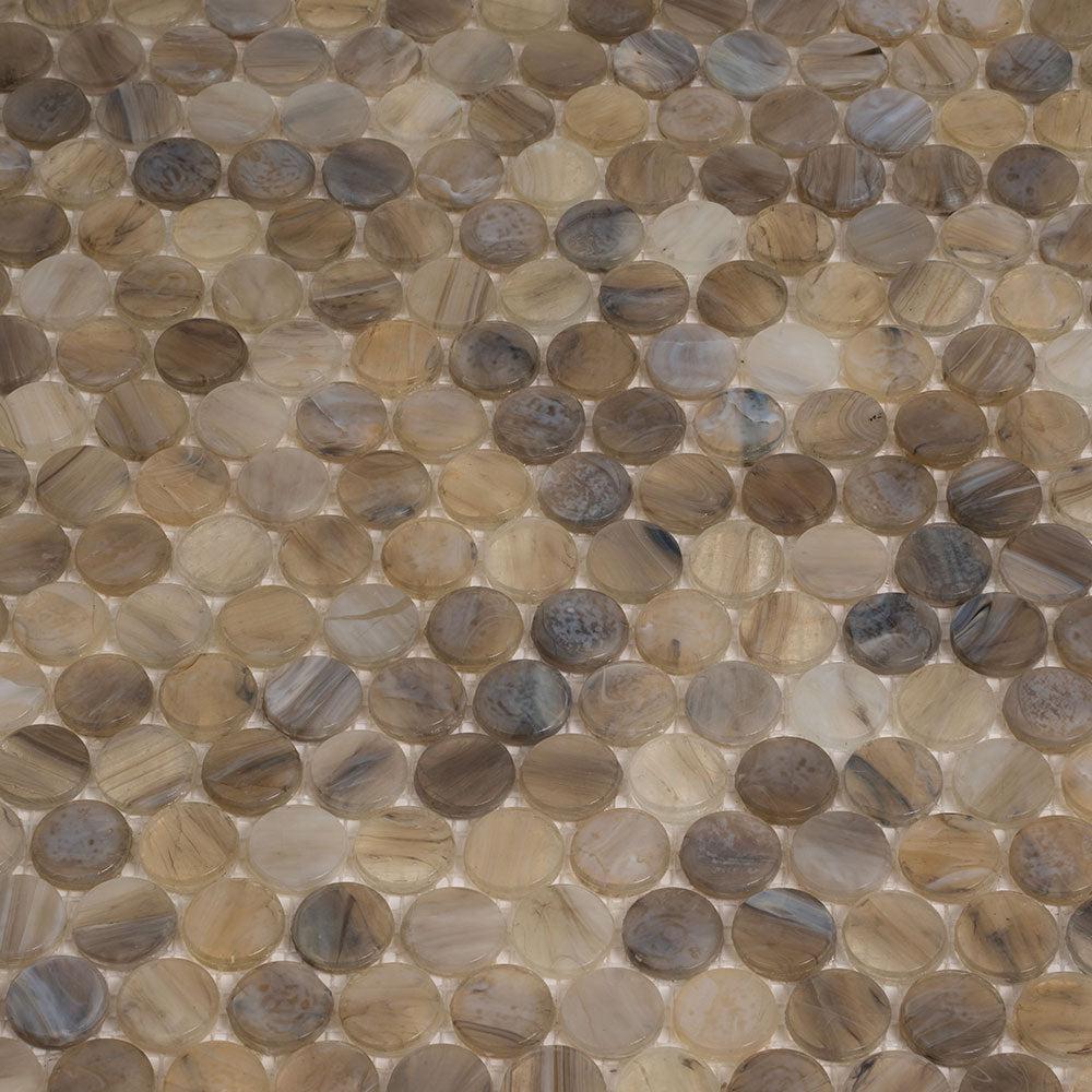 Agate Glass Penny Round Mosaic Tile | Tile Club
