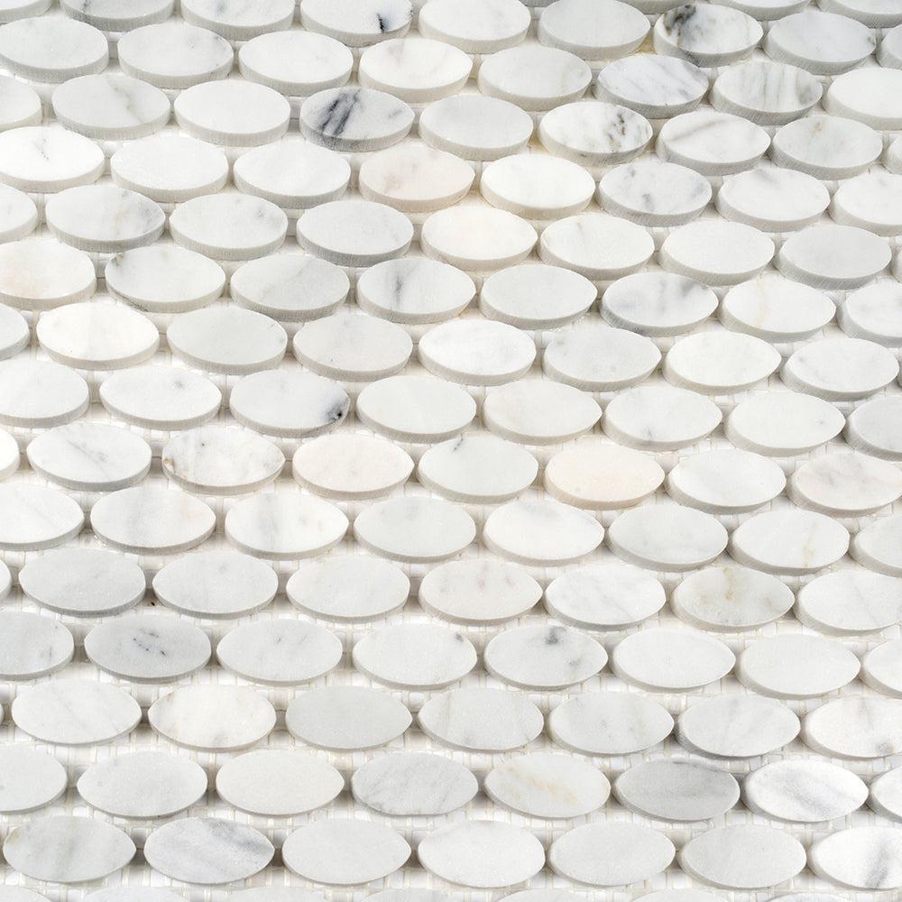 Bianco Carrara Oval Mosaic Tile | Tile Club