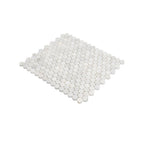 Bianco Carrara Penny Round Polished Marble Tile | Tile Club
