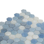 Blue And White Hexagon Glass Mosaic Tile | Tile Club