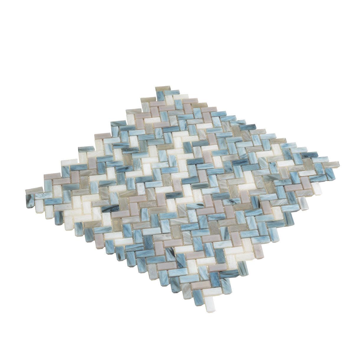 Blue Grey Herringbone Mosaic Tile | Tile Club