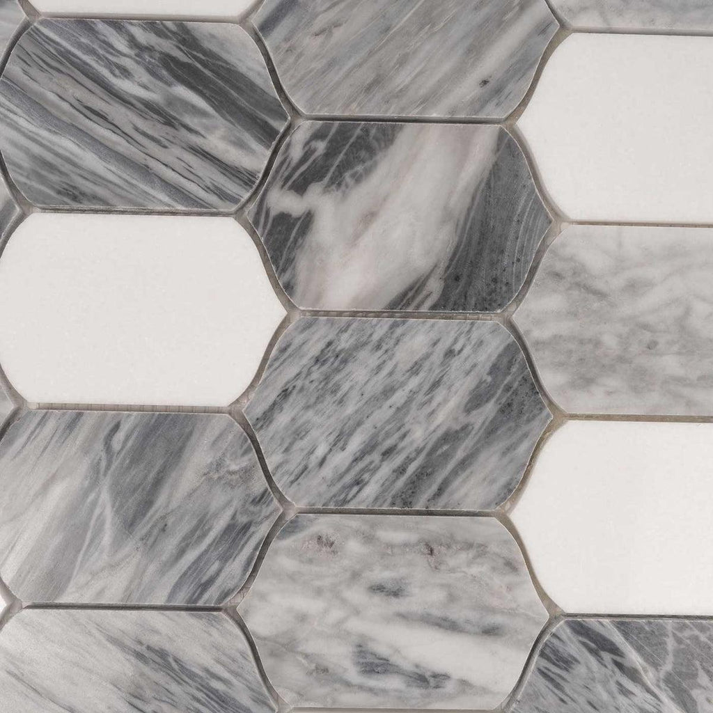 Calacatta Bluette Elongated Hexagon Mosaic Tile | Tile Club