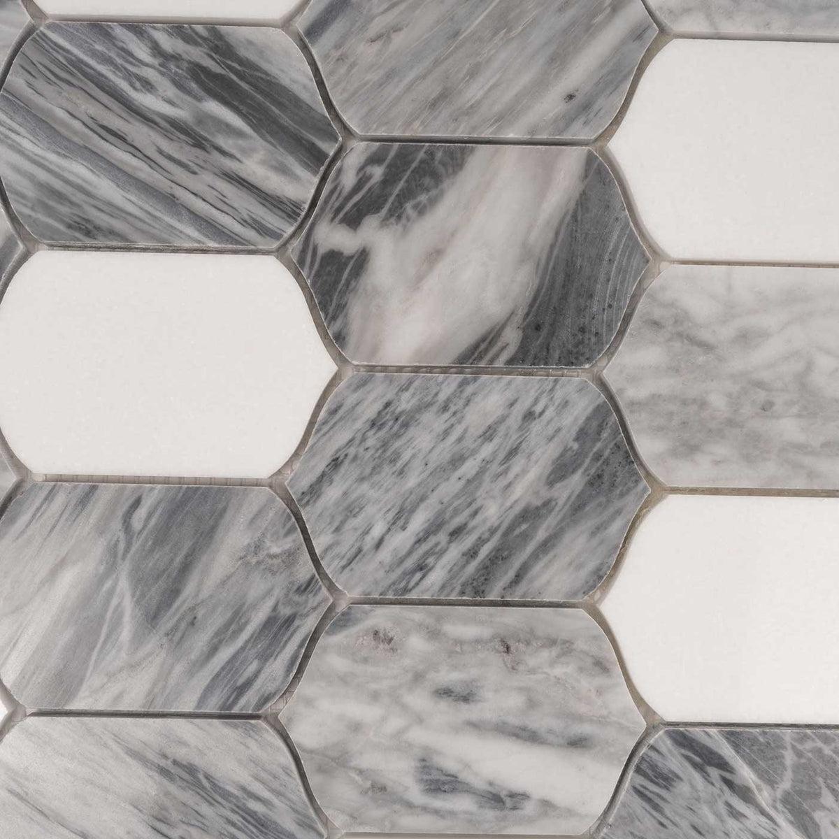 Calacatta Bluette Elongated Hexagon Mosaic Tile | Tile Club