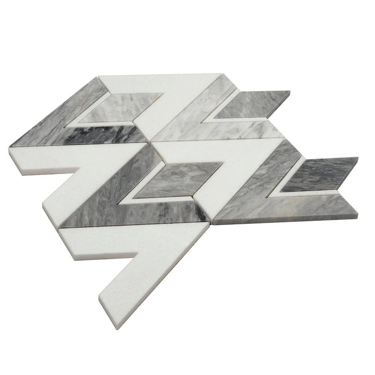 Calacatta Bluette and White Marble Stellar Diamond Mosaic Tile | Tile Club