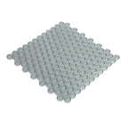 Chic Gray Penny Round Glass Tile | Tile Club